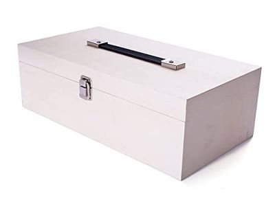 Caja madera para pinturas contrachapado de chopo con asa y separadores 38x20x12cm.