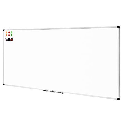 Amazon Basics Lavagna bianco, cancellabile a secco, con supporto porta-pennarelli e bordi in alluminio, 240 cm x 120 cm