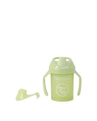 Twistshake Mini Cup with Leak Proof Soft Drinking Spout 230ml, Spill Free Trainning Sippy Bottle with Fruit Mixer and Silicone Seal for Toddlers and Babies, 4+ Months, BPA Free, Cactus Green