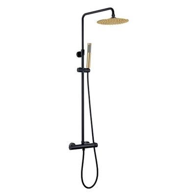 Kibath Colonna Doccia termostatica rotonda 83-120 cm finitura nera opaca realizzata in ottone