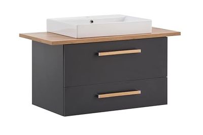 Schildmeyer Mueble de baño Duo 702036, Color Antracita/Roble, decoración rústica, 102,2 x 50 x 61,5 cm