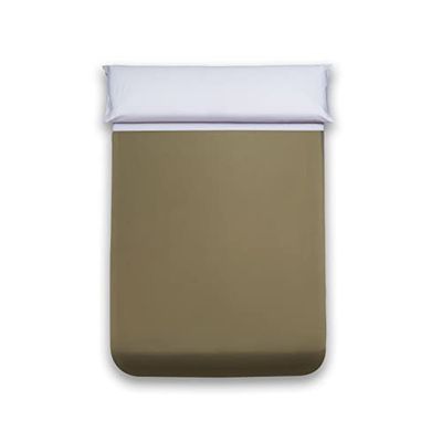 Sancarlos – Lenzuolo da lavoro bicolore, colore verde oliva, 100% cotone percalle, letto da 90