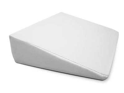 Quirumed WELLCORE Cuscino cuneo per massaggio, 40 x 55 x 13 cm, in ecopelle, sfoderabile, imbottitura in schiuma, per yoga, fitness, ergonomico, bianco