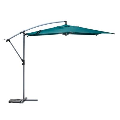 Hespéride - Parasol Déporté Rond Manoa Bleu Canard et Graphite 4 m Anti-Rouille Rotation 360° Protection Soleil, Intempéries pour Jardin, Terrasse