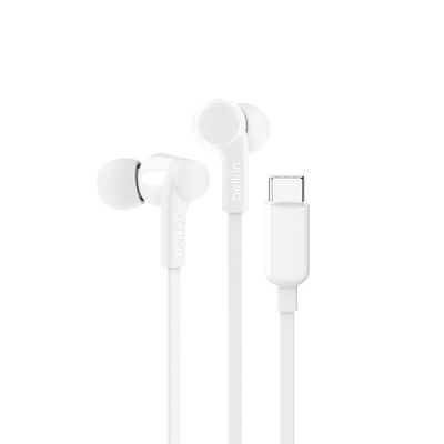 Belkin SoundForm Auricolari con filo e connettore USB-C, auricolari in-ear con microfono, cuffie USB-C per iPhone 15, iPad mini, Galaxy S24, dispositivi Android e altri (cuffie con microfono), bianco
