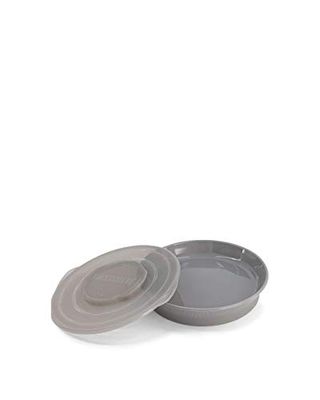 TWISTSHAKE Plato Sellado con Tapa PP y Fondo de Silicona, Alimentación para bebes, Vajilla Libre de BPA, 6+ Meses, Gris Pastel