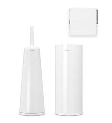 Brabantia Kit de 3 Accessoires de Toilette, Collection Renew - White