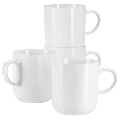 MÄSER 935085 Serie Vada - Set di 4 tazze da caffè moderne in robusta qualità gastronomica, grandi tazze da caffè in design scandinavo, in porcellana resistente, colore: Bianco lucido