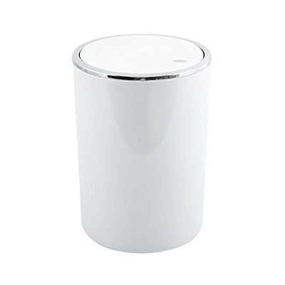 MSV, Poubelle à Bascule PP, Modèle Kamaka, Poubelle à Couvercle basculant Amovible, Design Moderne idéal pour Les Toilettes, Salle de Bain, Bureau, Ronde, 6L, Blanc