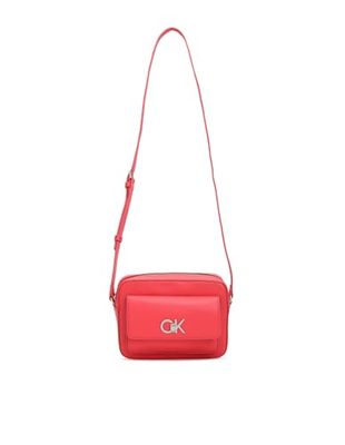 Calvin Klein Women's RE-Lock Camera Bag W/Flap K60K610762 Crossovers, Red (Aurora Red), OS