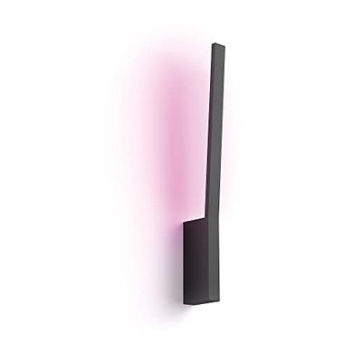 Philips Hue White and Color Ambiance Liane, Lampada da Parete Smart, Bluetooh, 12W, Controllo tramite app o con Smart Speacker, (Alexa, Google Assistant, Apple Home), Nero