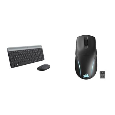 Logitech MK470 Slim Combo & CORSAIR M75 WIRELESS RGB Lichtgewicht FPS