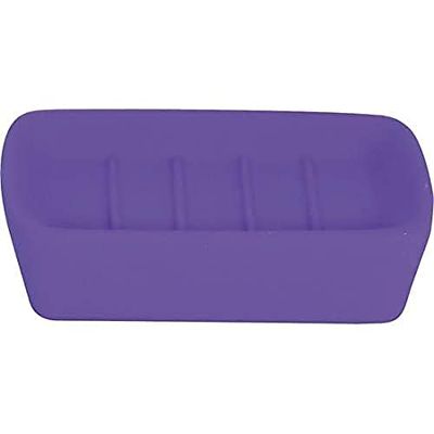 MSV Porta Sapone Haiti Viola, Ceramica con Rivestimento in Gel di silice Morbido al Tatto, 12 cm