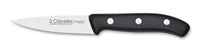 3 CLAVELES CUCHILLO VERDURAS DOMVS 9 cm-3.5" E 3C 00950, Acero Inoxidable, Mango Polipropileno Negro
