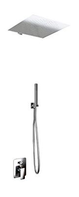 KIT DOCCIA 2 VIE SOFFIONE ACCIAIO INOX SLIM 2 MM + BRACCIO DOCCIA + PRESA ACQUA + FLESSIBILE + DOCCINO (SOFFIONE 40X40 CM QUADRO, BRACCIO DA PARETE)