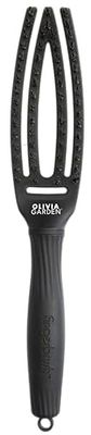 Olivia Garden Fingerbrush Soin emblématique avec poils de sanglier et nylon, noir total, petite taille