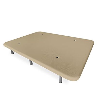 DUÉRMETE ONLINE - Base tapissée 3D renforcée, Grande stabilité avec 5 Barres transversales et 6 Pieds métalliques filetés de 27 cm, 150 x 190, Beige