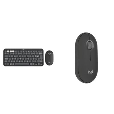 Logitech Pebble 2 Combo, kit tastiera e mouse wireless discreto, portatile e personalizzabile & Pebble Mouse 2 M350s wireless Bluetooth sottile, portatile, leggero, personalizzabile