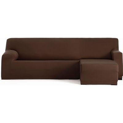 ECOMMERC3 | Funda Sofá Chaiselongue Brazo Corto Derecha Bielástica Transpirable – Funda Sofá Chaiselongue Color Marrón Ajuste Gomas y Espumas de Sujeción, Protección contra Desgaste