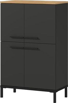 Germania Commode 2643-549 GW-Yonkers,en Graphite/Imitation chêne de Navarre, avec Quatre Portes, 60 x 97 x 34 cm (l x h x p)
