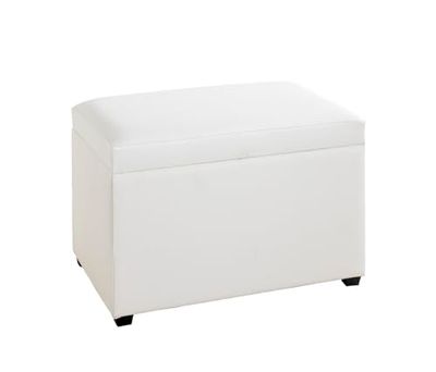 HAKU Mobel Storage Bench White, Synthetic Fabric With Leather Look, Mdf - Size: W 58 cm X H 42 cm X D 39 cm, Style: Modern