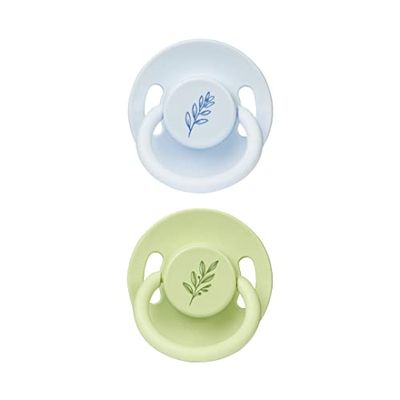 Wee Baby (Pack de 2) Tétines pour bébé | Tétines de dentition en caoutchouc 100% naturel aux couleurs pastel | Tétine pour nouveau-né avec trous d’aération pour éviter les irritations