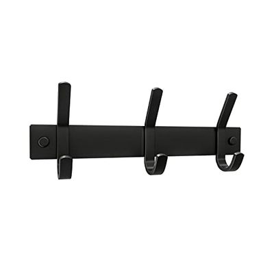 SAYONEYES Coat Rack Wall Mounted with 3 Coat Hooks for Hanging – 9 Inch Heavy Duty SUS304 Stainless Steel Matte Finish Waterproof – Wall Hook Rack for Bathroom Kitchen Entryway (Black)