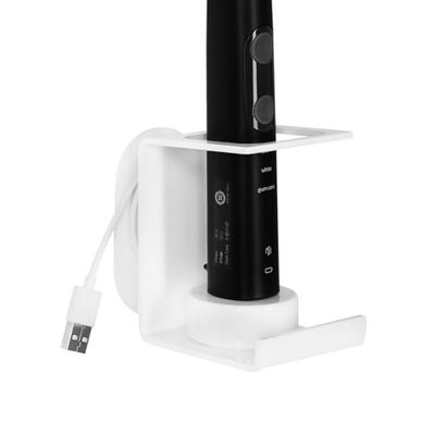 Electric Toothbrush Holder Wall Mounted, Electric Toothbrush Cord Organizer Holds 1 Chargers, Self Adhesive Electric Toothbrush Stand for Bathroom, Medicine Cabinet, Dorm(White)