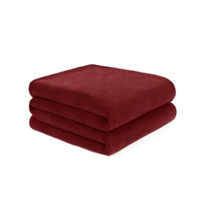 Dreamscene Kerstdeken, rode banksprei, ultrazachte, warme winterdeken, dikke comfortabele fleece deken, herfstdeken, wijnrood, 120 x 150 cm