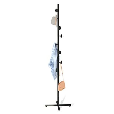 CLSYO Kapstok standaard met 8 haken metalen kleerhanger vrijstaande entree, hal, slaapkamer, kantoor voor het ophangen van kleding, jas, hoeden, tassen (zwart)
