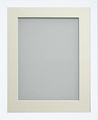 Frame Company Jellybean Range White Wooden 16x12 inch Picture Photo Frame with Ivory Mount for Image 13x9 inch * Choice of Colours & Sizes* Fitted with Perspex