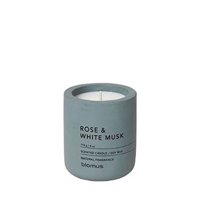 blomus - Bougie parfumée RAGA S en cire de soja, Flint Stone, parfum d'ambiance de haute qualité, parfum rose et blanc musc