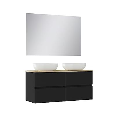 Baikal Conjunto de Mueble de baño Natura, Incluye Lavabo. Mueble Suspendido en Pared con Lavabo cerámico. Varios Acabados y Medidas. Mueble MONTADO.