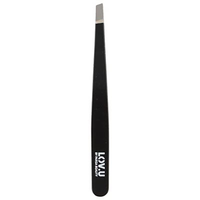 PARSA Beauty LOV.U - Pinzette professionali (nero) - con superficie obliqua per pizzicare le sopracciglia - pinzette per capelli - pincette - pizzicine per sopracciglia - tweezers