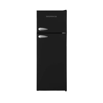 Respekta Frigorífico retro con congelador/en negro / 145 x 54 x 57 cm / 233 L de capacidad útil/patas ajustables/descongelación automática/congelación rápida / KS144VS
