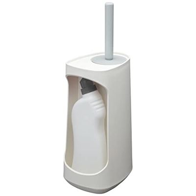 Tiger Tess, Escobillero con Capacidad de Almacenamiento Independiente y Swoop®, escobilla WC Flexible Blanco/Gris Claro, 187x145x454mm
