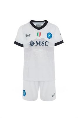 SSC Napoli Set Gara Infant Away, EA7, Prodotto Ufficiale, Scudetto Tricolore, Grafica Vesuvio, Divisa bambino 2023/2024, 24 mesi