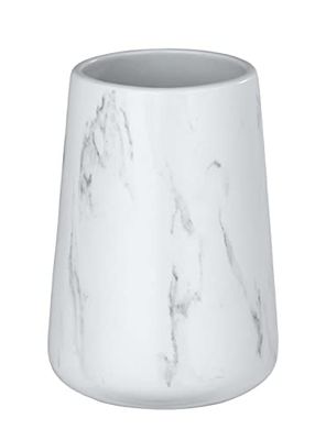 WENKO Adrada Tandenborstelhouder voor tandenborstel en tandpasta, keramiek, 8,5 x 12 x 8,5 cm, wit