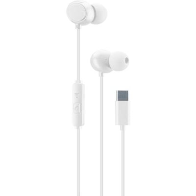 cellularline | CLOUD IN-EAR | Auricolare Type-C Stereo, Design In-ear e Microfono, Connettore USB-C, Isolamento dal Rumore, Microfono e Tasto di Risposta (Bianco)