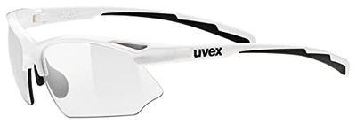 Uvex Sportstyle 802 V, óculos desportivos unissexo, fotocromáticos, antiembaciamento, branco/smoke, tamanho único