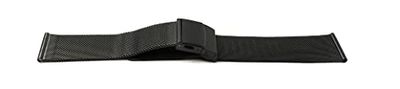 System-S Cinturino in metallo milanese da 23 mm per smartwatch Fitbit Versa 2 e 3, nero, metallizzato/nero, Eine Grösse, Metallico/nero, Eine Grösse