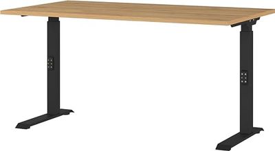 Germania Escritorio 7904-582, en Nieto Roble repro/Negro, con Ajuste de Altura, 140 x 91 x 80 cm (Ancho x Alto x Profundidad)
