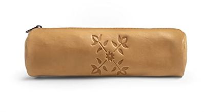 OXBOW Etui, rond, 22 x 7 cm, met ritssluiting, natuurlijk leer, beige