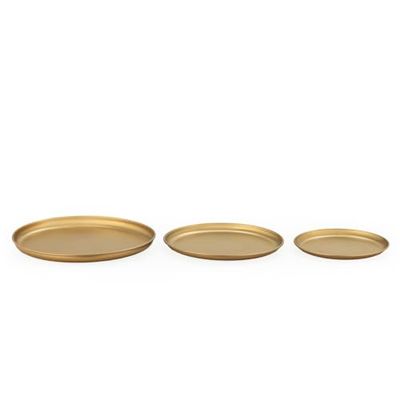 SET/3 CENTRO DE MESA 12X12X1,2/ 10X10X1/ 8X8X1 METAL LATON ANTIQUE