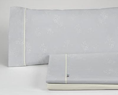Juego de sábanas Vairy color perla. Cama de 150 (2 alm) cm. 4 piezas