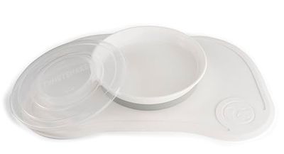 Twistshake Click-Mat 38 x 25 cm Toalha de mesa individual placa de alimentação para mesa prato selado com tampa de alimentação para bebés, louça, sem BPA, 6 meses, branco