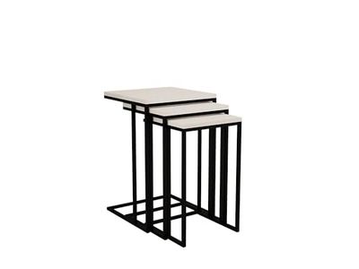 Woody Fashion Nesting Tables Set spaanplaat met melamine coating, wit/zwart