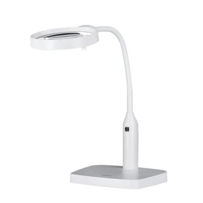 Rollei Lente d'ingrandimento da tavolo con luce LED e braccio snodato – ingrandimento 1,8X e 3,3X, 6 LED con luminosità regolabile, braccio flessibile, base e morsetto da tavolo, funzionamento a cavo