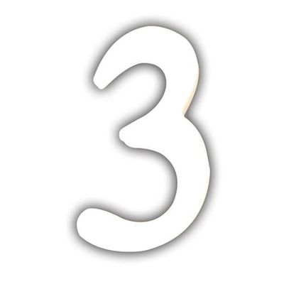 Décopatch AC343Opack - Un lot de 3 Supports en Papier Blanc mâché 1,5x7,3x12 cm, Petit chiffre 3