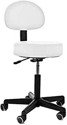 QUIRUMED Tabouret rembourré avec Dossier, élévation à gaz avec 5 roulettes Blanc